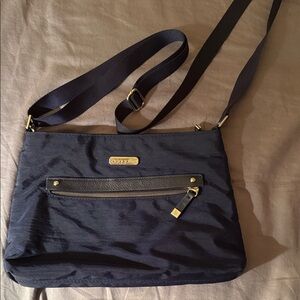 Baggallini Dark Blue Crossbody with Gold Accents 10.5”x7”